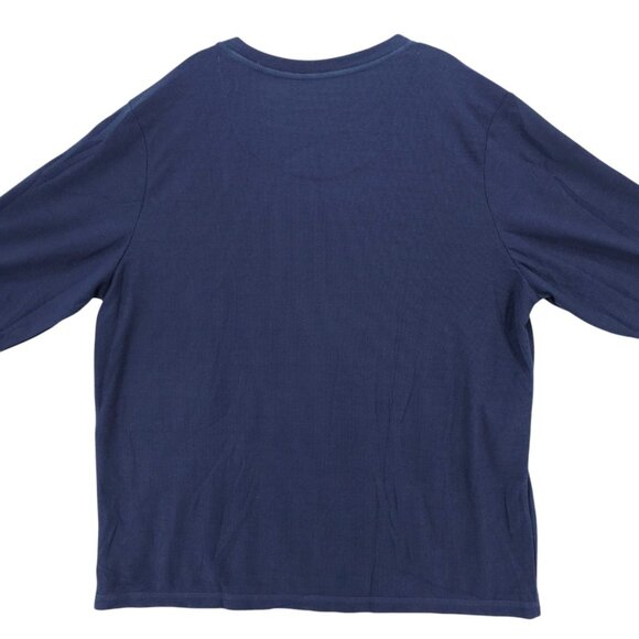 NWT Tommy Bahama Island Sleepwear Navy Blue Long Sleeve Shirt Textured Knit XL - Picture 4 of 8